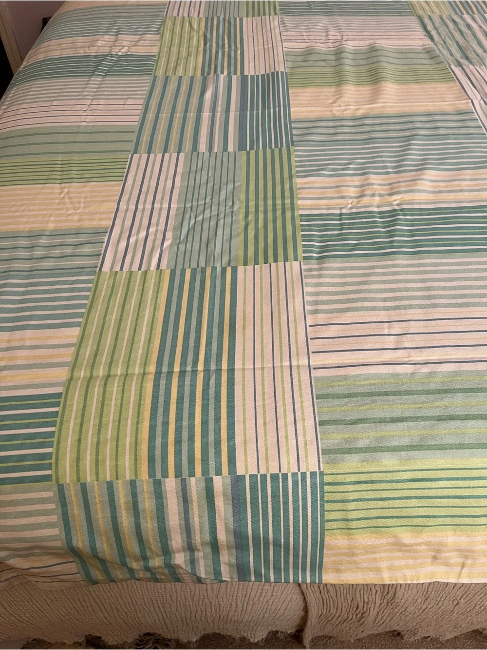Martha Stewart Striped Patchwork shower curtain.